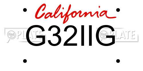 G32IIG California License Plate