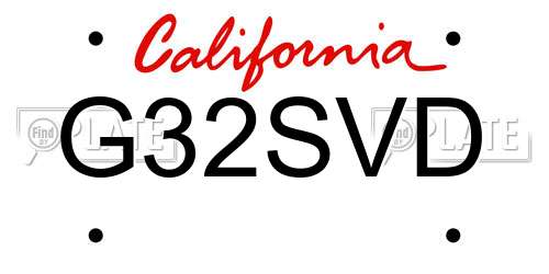 G32SVD California License Plate
