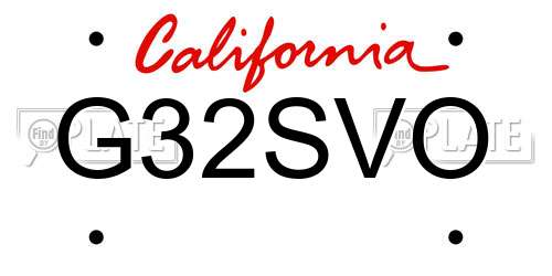 G32SVO California License Plate