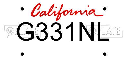 G331NL California License Plate