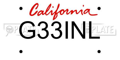 G33INL California License Plate