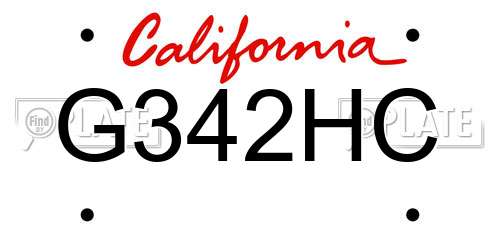 G342HC California License Plate