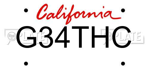 G34THC California License Plate