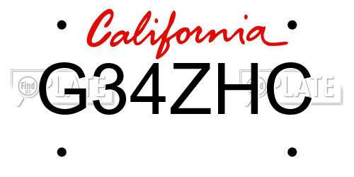 G34ZHC California License Plate