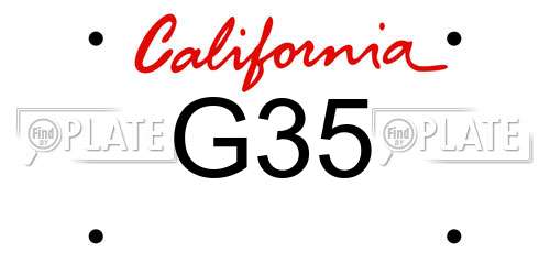G35 California License Plate
