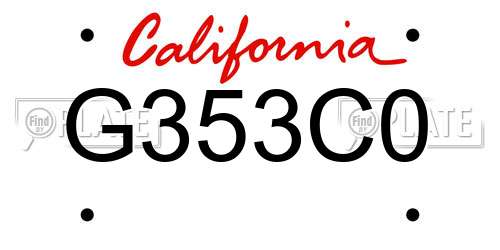 G353C0 California License Plate