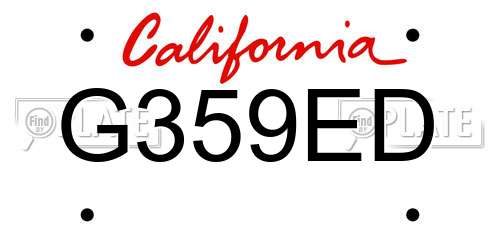 G359ED California License Plate
