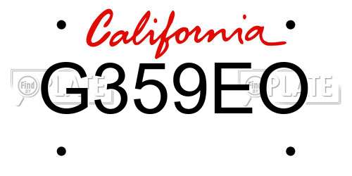 G359EO California License Plate