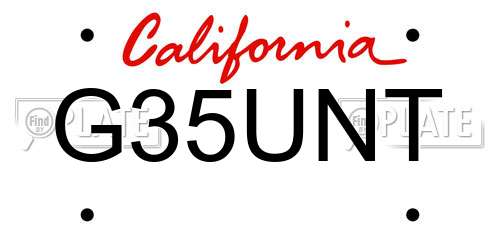 G35UNT California License Plate