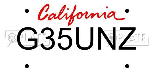 G35UNZ California License Plate