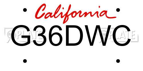 G36DWC California License Plate