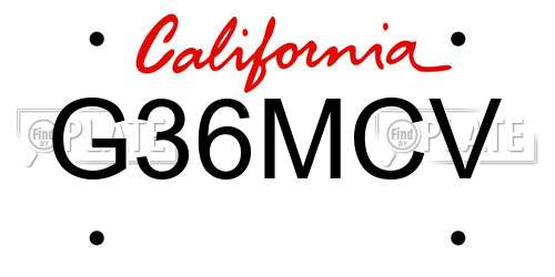 G36MCV California License Plate