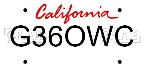 G36OWC California License Plate