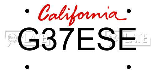 G37ESE California License Plate