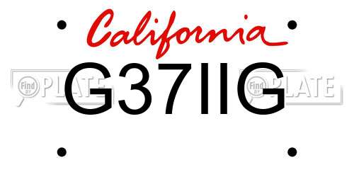 G37IIG California License Plate