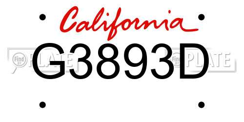 G3893D California License Plate
