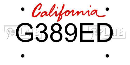 G389ED California License Plate