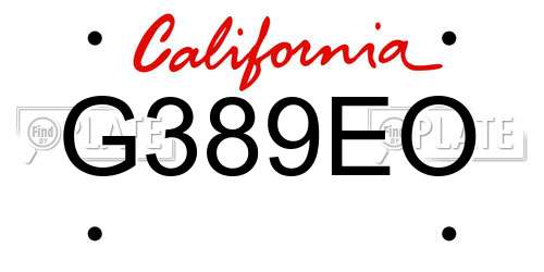 G389EO California License Plate