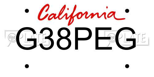 G38PEG California License Plate