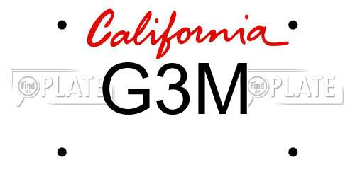 G3M California License Plate