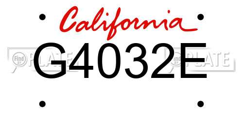 G4032E California License Plate