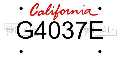 G4037E California License Plate