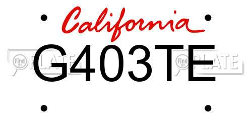 G403TE California License Plate