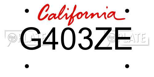 G403ZE California License Plate