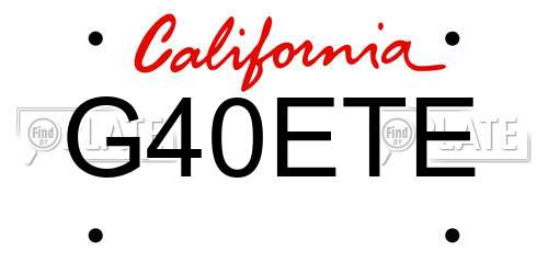 G40ETE California License Plate