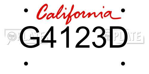 G4123D California License Plate