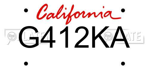 G412KA California License Plate