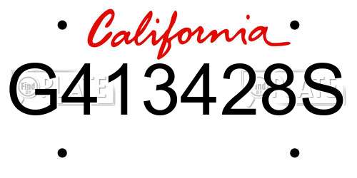 G413428S California License Plate