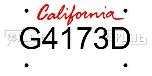 G4173D California License Plate