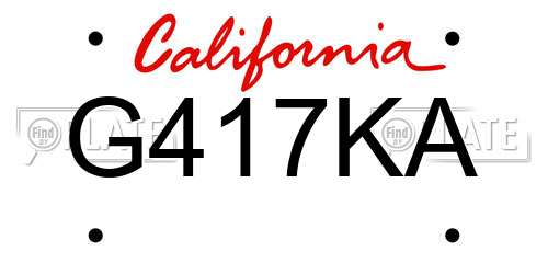 G417KA California License Plate