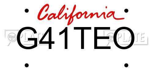 G41TEO California License Plate