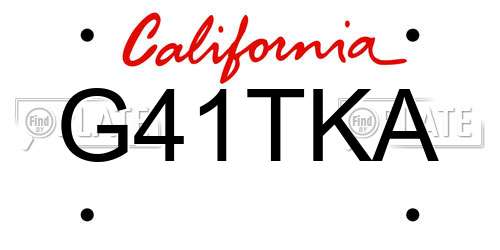 G41TKA California License Plate