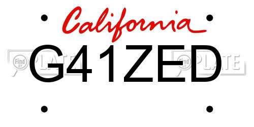 G41ZED California License Plate