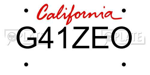 G41ZEO California License Plate