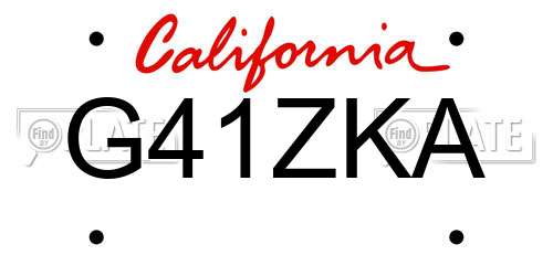 G41ZKA California License Plate
