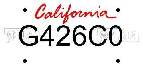 G426C0 California License Plate
