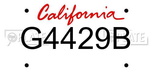 G4429B California License Plate