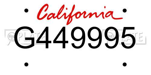 G449995 California License Plate