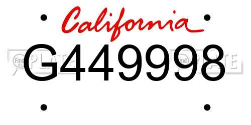 G449998 California License Plate