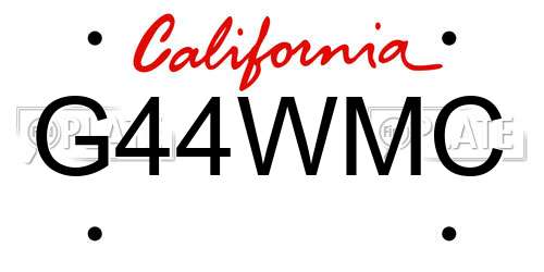 G44WMC California License Plate