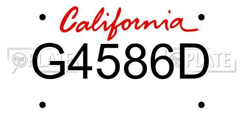 G4586D California License Plate