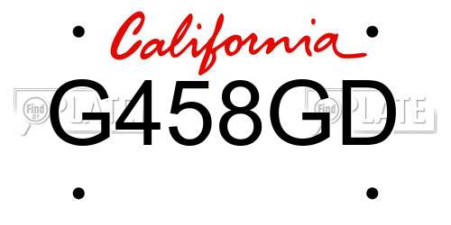 G458GD California License Plate