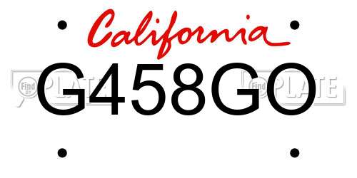 G458GO California License Plate