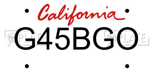 G45BGO California License Plate