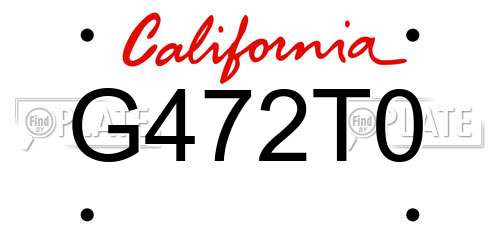 G472T0 California License Plate