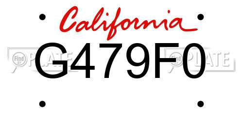 G479F0 California License Plate